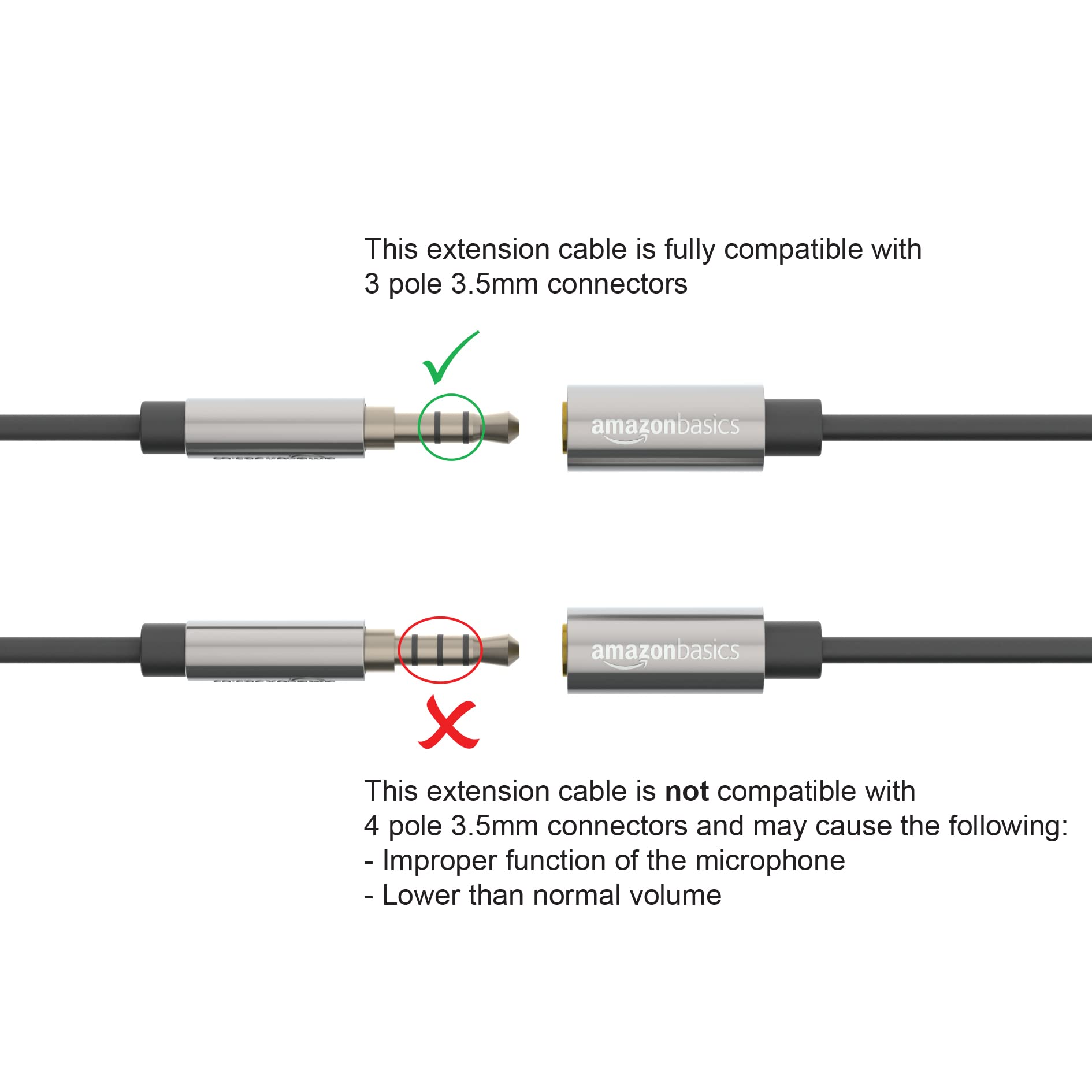 Amazon Basics 3.5mm Aux Jack Audio Extension Cable, Male to Female, Adapter for Headphone or Smartphone, 6 Foot, Black