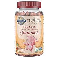 mykind Organics Kids Gummy Vitamins, Certified Organic, Non-GMO & Vegan Complete Children's - B12, C & D3 Gluten, Soy & Dairy Free Real Fruit Chew Gummies, Multi, Cherry, 120 Count