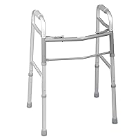 Medline Two-Button Folding Walkers without Wheels - Robust & Adjustable Mobility Aid for Elderly and Disabled Individuals - Pack of 4