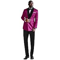 Men's Double Breasted Buttons Suit Two Pieces Tuxedos Jacquard Jacket+Pants