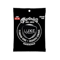 Luxe by Martin Titanium-Core Acoustic Guitar Strings, Light-Tension Pure Nickel Wrap