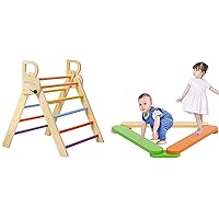Rainbow Pikler Triangle Ladder Folding Toddler & Wooden Balance Beam