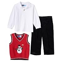 Great Guy Infant Boy 3 pc Holiday Outfit Snowman Sweater Vest Shirt Cord Pants 18 M