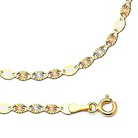 Chain 14k Yellow White Rose Gold Necklace Diamond Cut Star Tri Color Solid 3 mm 24 inch