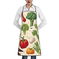 Lemon Fruit Print Novelty Kitchen Apron with Pockets for Women Cooking Baking Gardening Adjustable