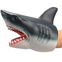Gemini&Genius Shark Hand Puppet for Kids Swimming Pool Beach Bathing Toys Soft Rubber Realistic Great White Shark Puppets Role Play Toy Marine Animal World Action Figure