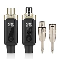 Wireless XLR Transmitter and Receiver& Wireless Guitar Transmitter Receiver,Rechargeable Mic Adapter 16 Channels 196ft Range for Dynamic Microphone,Audio Mixer,Electric Guitar Bass