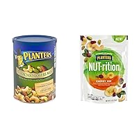PLANTERS Pistachio Lovers Nut Mix with Pistachios, Almonds & Cashews (1 LB 2.5 oz Canister) and PLANTERS NUT-RITION Energy Mix (5.5 oz Bag)
