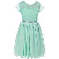 BNY Corner Lovely Floral Lace Chiffon Rhinestone Party Easter Flower Girl Dress