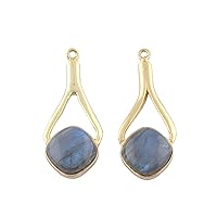 labradorite Cushion Shape Gemstone Findings Designer Earring Connector Custom Jewelry Making Pairs Jewelry Charms Findings Necklace Connector,