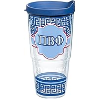 Tervis Fraternity - Pi Beta Phi Geometric Tumbler with Wrap and Blue Lid 16oz, Clear