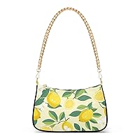 Shoulder Bags for Women Tropical Yellow Lemons Hobo Tote Handbag Small Clutch Purse with Zipper Closure