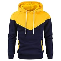 Colorblock Hoodies for Men Novelty Athletic Pullover Sweatshirt Casual Fleece Sweater Mens Hoody with Kangaroo Pocket