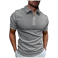 T-Shirts Für Herren,Sommer Fashion Kurzärmelige Zip Plus Size Shirt Outdoor Sport Golf Poloshirts T Shirts Trendy Bedruckte Top Kurzärmliges Retro Vatertagsgeschenk Grau M