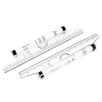 uxcell 2 Pieces Plastic Measuring Rolling Ruler, Parallel Rolling Ruler, Drawing Roller Ruler, Multifunctional Drawing Design Ruler for Measuring Drafting, 12 Inch
