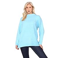 Fashion Star Womens Winter Baggy Rib Knitted Pullover High Neck Long Sleeve Plain Jumper Top