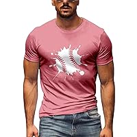 Ball Graphic Casual Tee Shirts Regular Fit Short Sleeve Crew Neck Athletic T-Shirts Funny Baseball Print Muscle Gym Tops