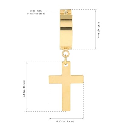 Cross Earrings for Men Women 316L Stainless Steel Dangle Hoop Cross Earrings Men Earrings