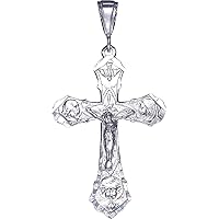 925 Sterling Silver Crucifix Cross with Jesus Pendant Necklace 24