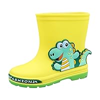 Kids Rain Boots Toddler Girls & Boys Rain Boots Memory Foam Insole and Easy-on Handles Small Rain Boots (B-Yellow, 13.5 Little Child)