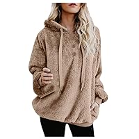 RMXEi Womens Hooded Flannel,Women Plus Size Hooded Sweatshirt Star Winter Warm Zipper Pockets Coat Outwear