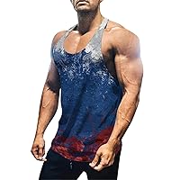Mens Independent Shirts, USA Flag Tank Top for Men Ring Hole 4th of July Shirts Scoop Neck Patriotic Casual Tanks Shirt