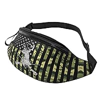 Camo Deer Hunting Casual Fanny Pack Waist Bag Adjustable Belt Bag For Men Women Traveling Hiking Cycling Running