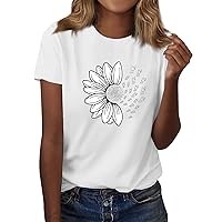 Sunflower Shirts for Women Basic Short Sleeve Baseball Mom Shirt Crewneck Aesthetic Tees Classy School Custom T Shirt