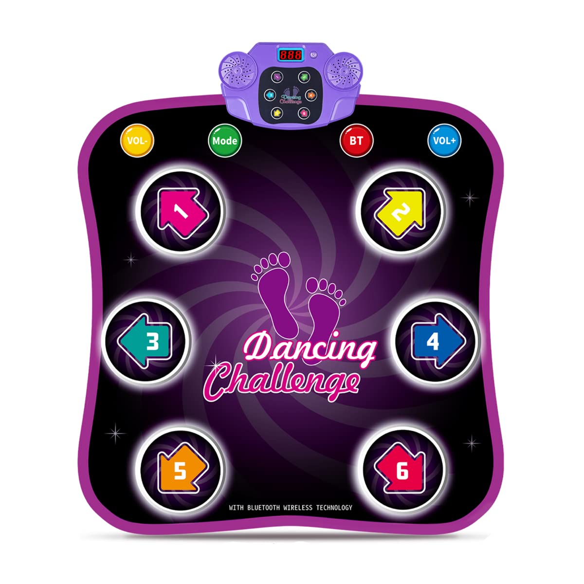 COTTEOX Dance Mat Toys with Wireless Bluetooth for 3-12 Year Old Kids, Lights Up Dance Pad with Built-in Music 6 Levels Dance Games, Gifts for 3 4 5 6 7 8 9 10 11 Year Old Girls Boys, Dual Speaker