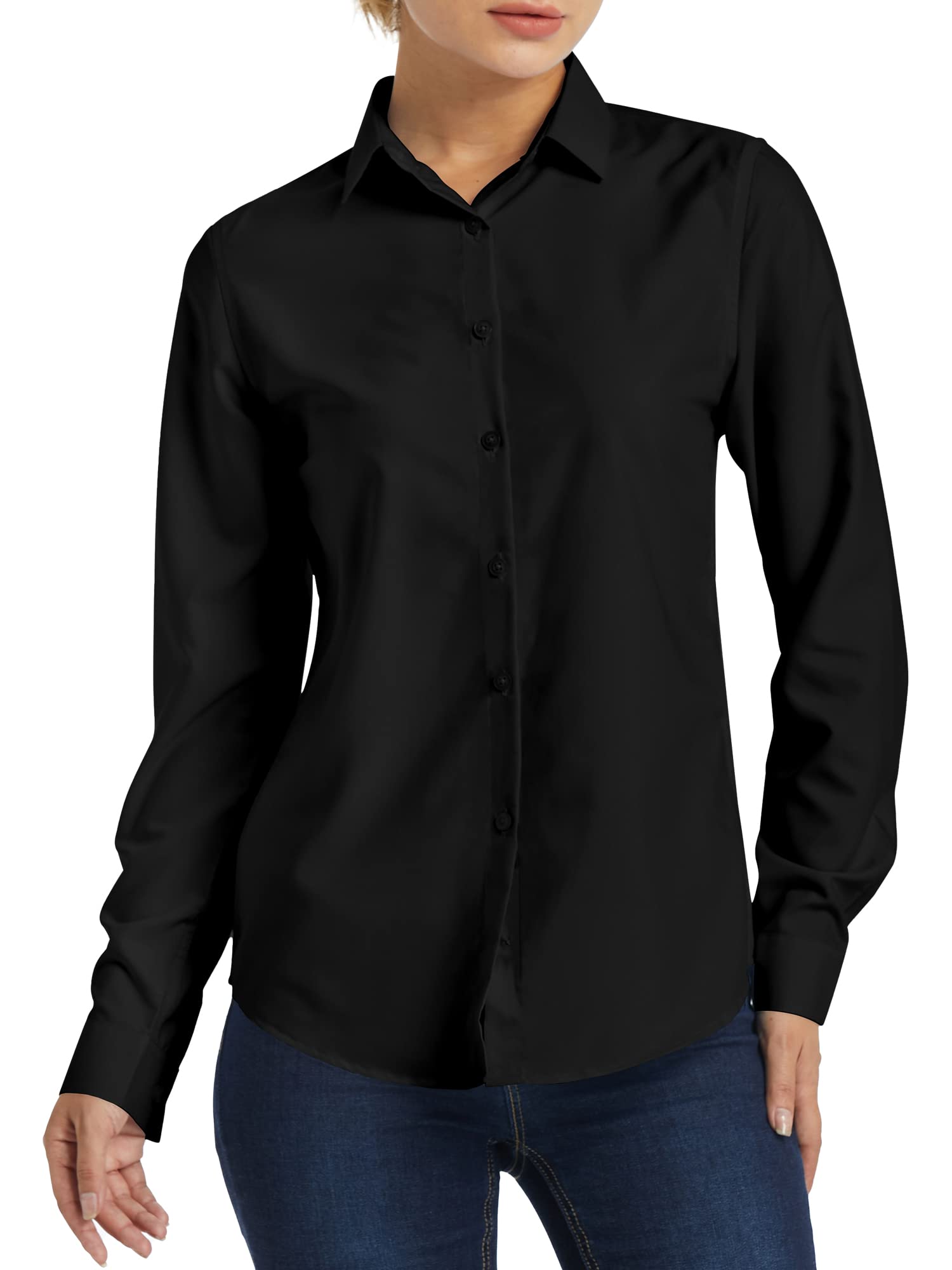 Ruisin Modal Soft Wrinkle Free Button Down Shirts for Women Short/Long Sleeve Formal Work Dress Blouses Tops