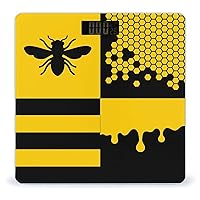 Cute Scale for Body Weight Bee Honeycells and Honey Patterns Highly Accurate Digital Weighing Machine with LCD Display for Health and Fitness