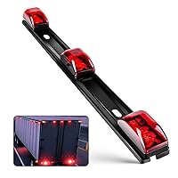 Nilight TL-11 1PC Red 9 LED ID Bar Marker Tail Black Stainless Steel Bracket for Truck Trailer Boat Identification Light, 2 Years Warranty