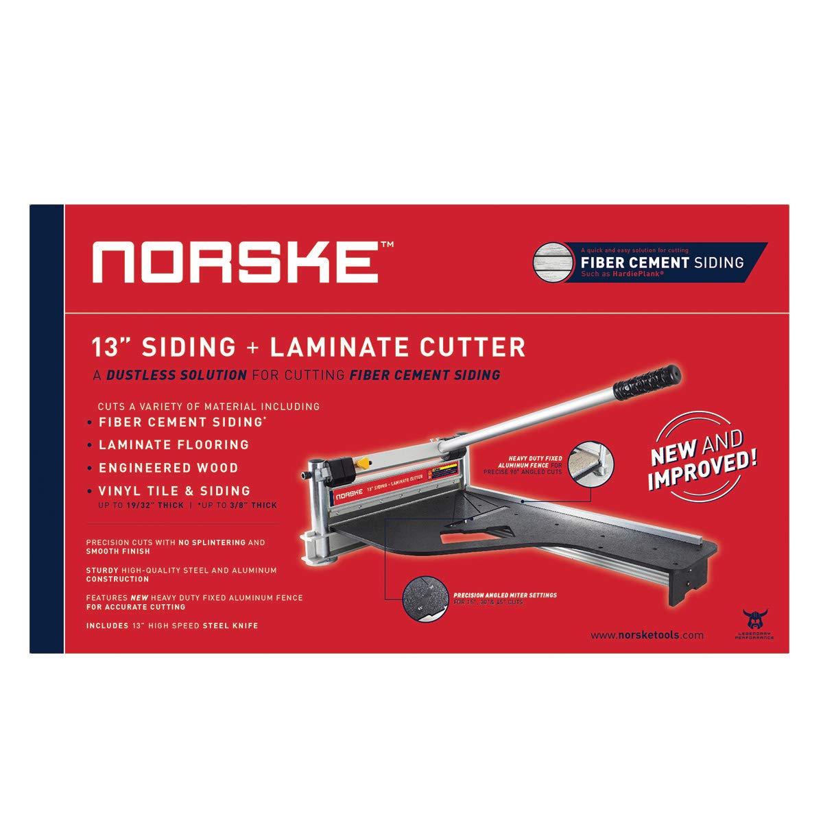 Norske Tools Newly Improved NMAP001 13 inch Laminate Flooring and Siding Cutter with Heavy Duty Fixed Aluminum Fence and Built-in Precision Angled Miter Settings