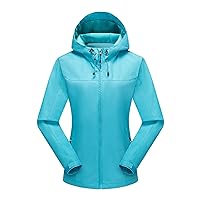 Solid Waterproof Jackets for Women Lightweight Hooded Fitted Coat Windproof Athletic Outerwear Zip Up Windbreaker