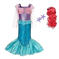 Dressy Daisy Toddler & Little Girls Princess Mermaid Dress Up Costume Halloween Birthday Party Fancy Outfits Size 2T to 12