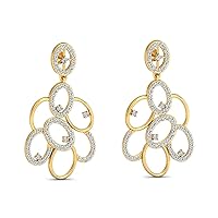 VVS Hypoallergenic Earrings 1.43 Ctw Natural Diamond With 18K White/Yellow/Rose Gold Drop Style Earrings With VVS Certificate
