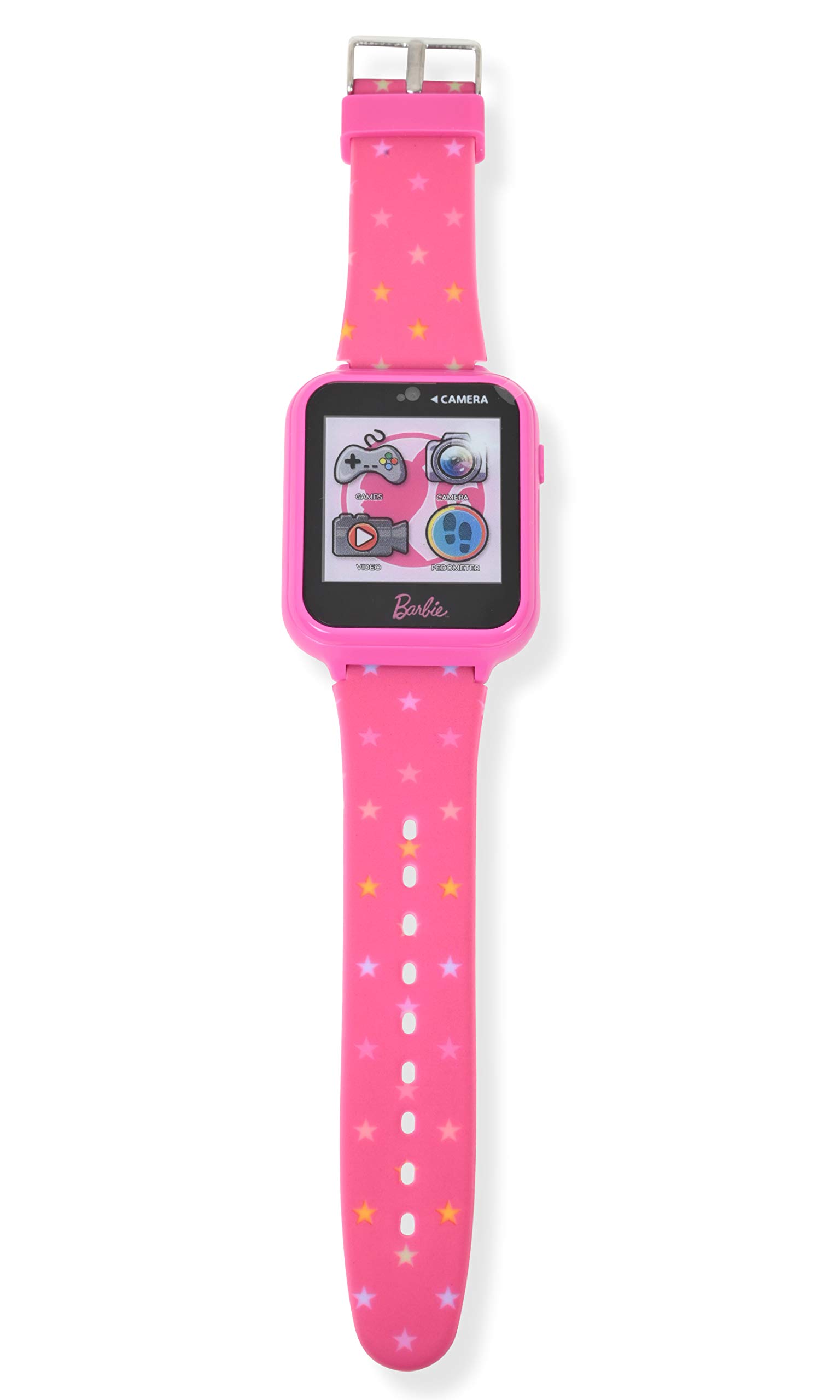 Accutime Kids Mattel Barbie Pink Educational Learning Touchscreen Smart Watch Toy for Girls, Boys, Toddlers - Selfie Cam, Learning Games, Alarm, Calculator, Pedometer & More (Model: BDT4069AZ), 40mm