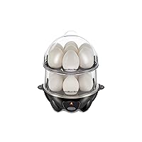 3-in-1 Electric Egg Cooker for Hard Boiled Eggs, Poacher, Omelet Maker & Vegetable Steamer, Holds 14, Black (25508)