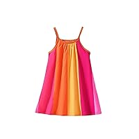 SOLY HUX Toddler Girl's Color Block Cami Dress Spaghetti Strap Sleeveless Swing Flowy Short Dresses