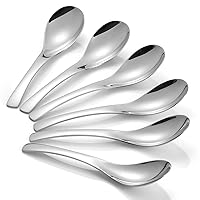 Soup Spoons, 6 Pieces Cereal Spoon, 6.7 Inch Table Spoons Silverware Thickened Stainless Steel, Kitchen Spoon Set of 6 for Soup, Silver, Dishwasher Safe