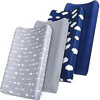 Changing Pad Cover, Diaper Changing Pad Covers 4 Pack, Fitted Baby Changing Table Sheets for 32''×16'' Change Table Pad, Cradle & Bassinet Sheets for Boys & Girls, Soft & Breathable