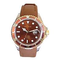 Del Mar 50410 46mm Stainless Steel Automatic Watch w/Polyurethane Band in Brown with a Bronze dial