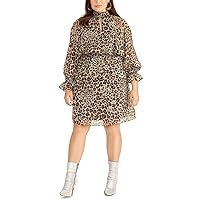RACHEL Rachel Roy Womens Plus Lucky Leopard Animal Print Party Dress Brown 2X