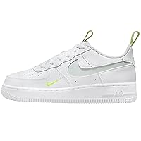 Nike Air Force 1 LV8 Big Kids' Shoes (HF0095-100, White/Volt/Light Silver) Size 7