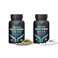Fit & Focused 500mg Turkesterone and Ecdysterone Supplement Bundle, Natural Anabolic Agent for Lean Muscle Growth & Strength Enhancement, complexed with Hydroxypropyl βeta Cyclodextrin