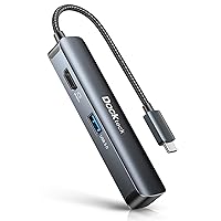 USB C Hub Multiport Adapter - Dockteck 5 in 1 USB-C Dongle Hub with 4K 60Hz HDMI, USB 3.0 5Gbps Data, SD/Micro SD Card Reader, Type C Hub for MacBook Pro/Air, iPad Pro/Air, Surface Pro, XPS, Laptops