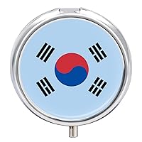 Cute Pill Box Portable Pill Container South Korea Flag Logo Small Medicine Vitamin Organizer with 3 Compartments for Travel