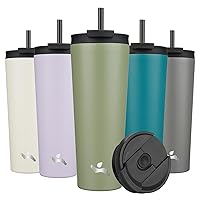 26OZ Insulated Tumbler with Lid and 2 Straws Stainless Steel Water Bottle Vacuum Travel Mug Coffee Cup,ArmyGreen