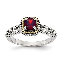 925 Sterling Silver With 14k Garnet Ring Jewelry for Women - Ring Size Options: 6 7 8