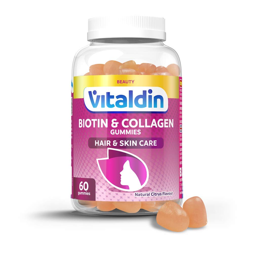 Mua VITALDIN Biotin + Collagen Gummies - Beauty Supplement - 2500mcg Biotin,  Vitamin C & E - 60 Fruit Gums (for 1 Month) Citrus Flavour - For  Maintaining Normal Skin and Hair -